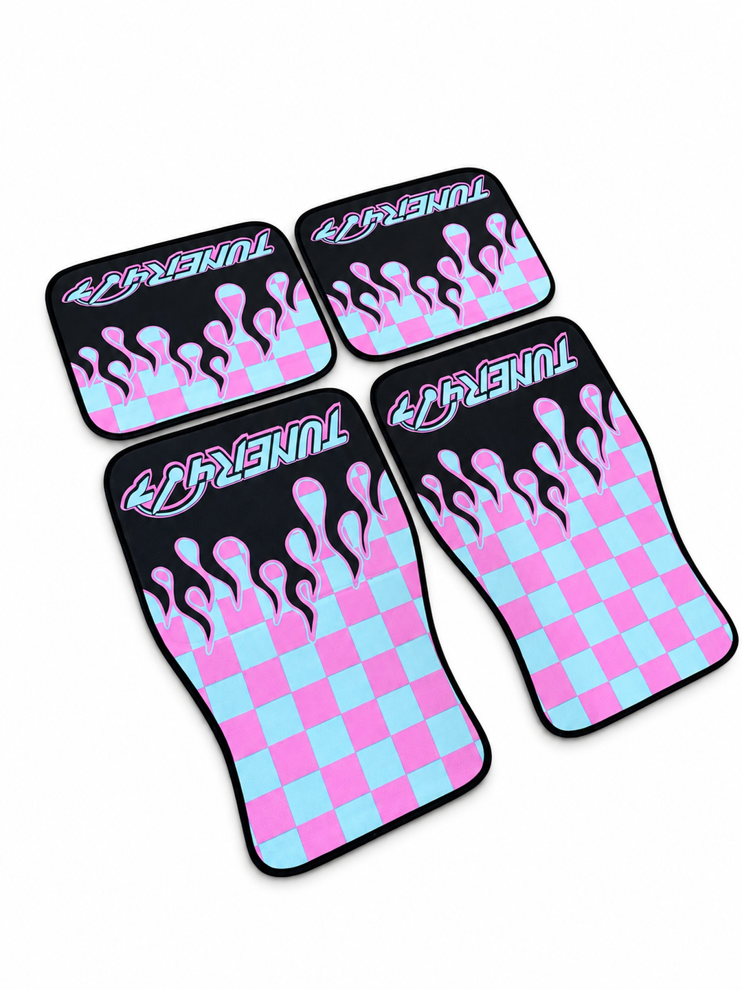 Checkered Flame Floor Mats — Cotton Candy