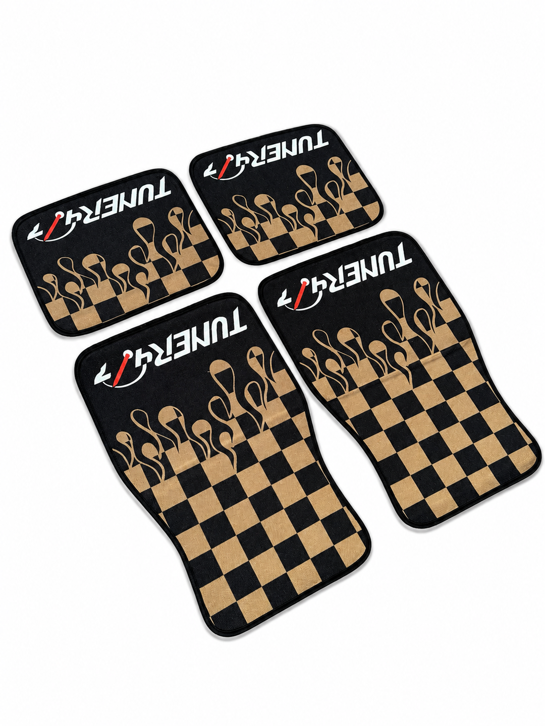 Checkered Flame Floor Mats — Tan