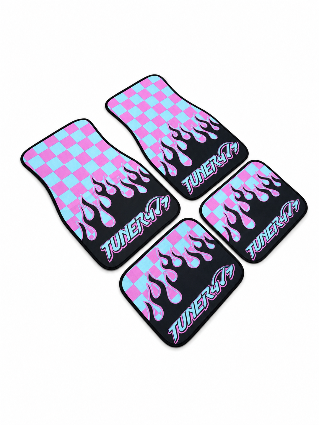 Checkered Flame Floor Mats — Cotton Candy