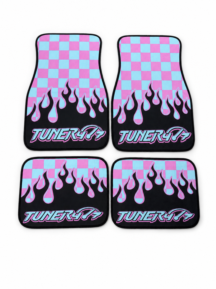Checkered Flame Floor Mats — Cotton Candy