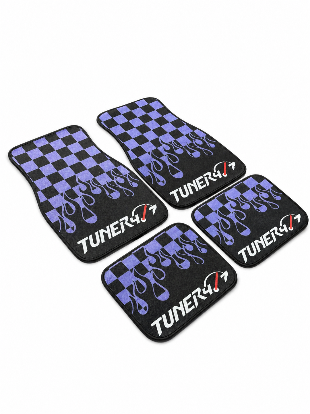 Checkered Flame Floor Mats — Purple