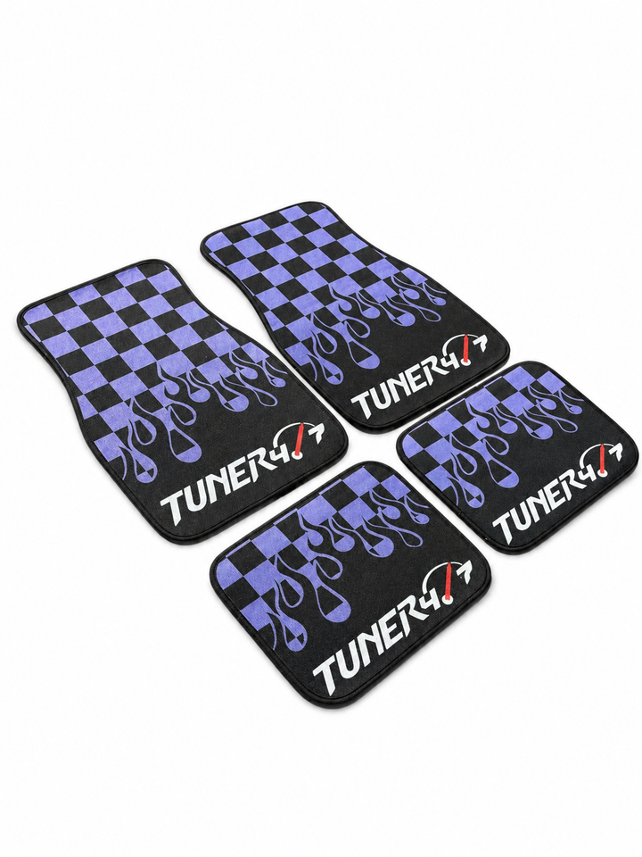 Checkered Flame Floor Mats — Purple