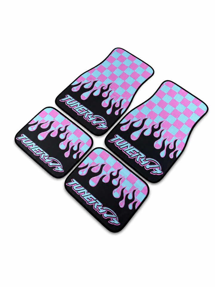 Checkered Flame Floor Mats — Cotton Candy