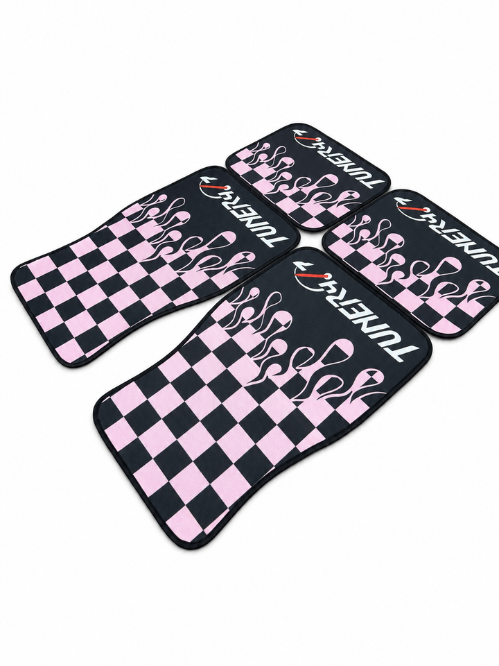Checkered Flame Floor Mats — Pink