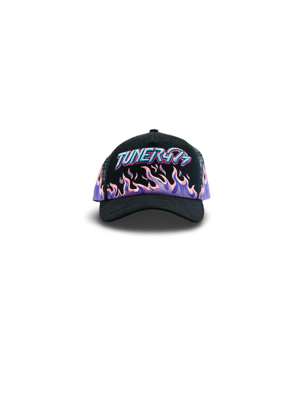 Hats With Flames - Black and purple